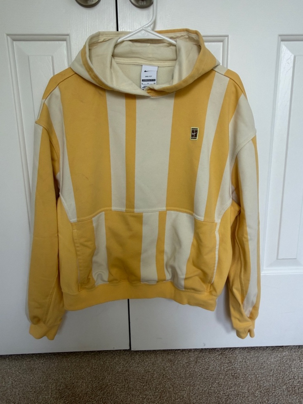 Nike Yellow and Cream Striped Hoodie